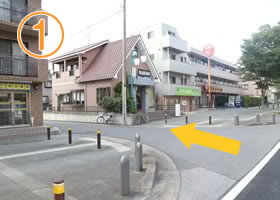 1.千葉寺駅方面から大網街道方面へ進み、当院の手前を左折して下さい。